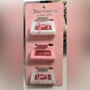 Juicy Couture Hair Clip Set of 3 Pink and White NEW
